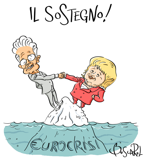 Merkel a Monti: sostegno!